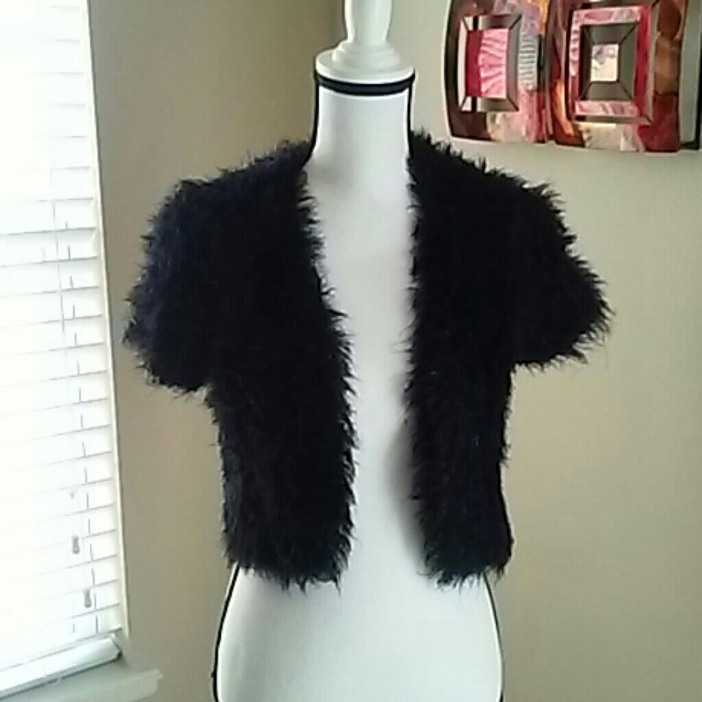 SOLD - New Justice Girl's Faux Fur Sparkling Cropped Vest